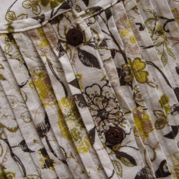 CHRISTOPHER & BANKS White & Olive Sleeveless LINEN Blend Top Sz MEDIUM - Picture 4 of 7